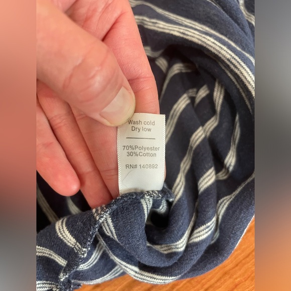 Marine Layer Britton saddle long sleeve navy and white striped crew, size XS - Picture 4 of 6
